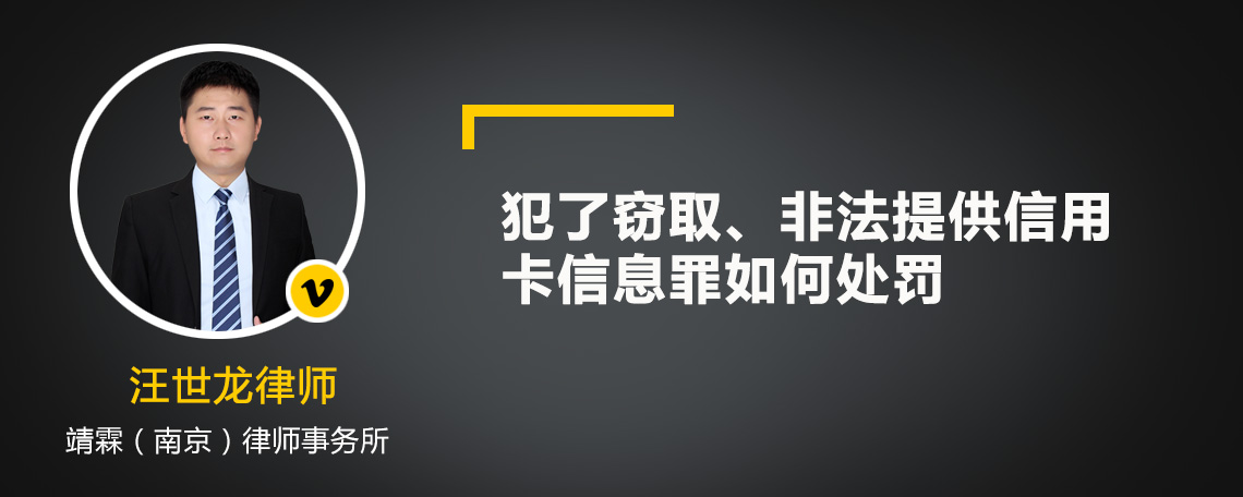 犯了竊取、非法提供信用卡信息罪如何處罰
