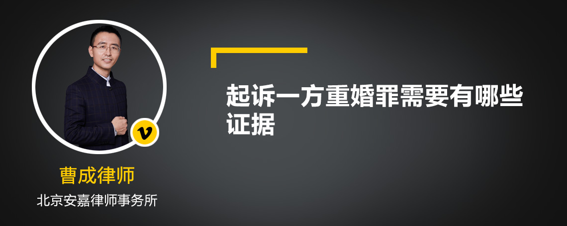 起訴一方重婚罪需要有哪些證據