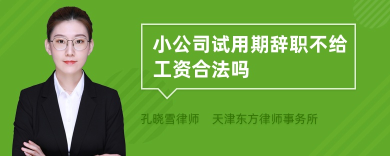 小公司試用期辭職不給工資合法嗎
