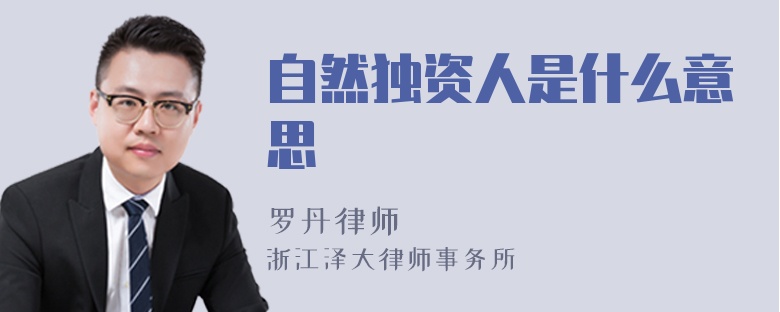 自然獨(dú)資人是什么意思