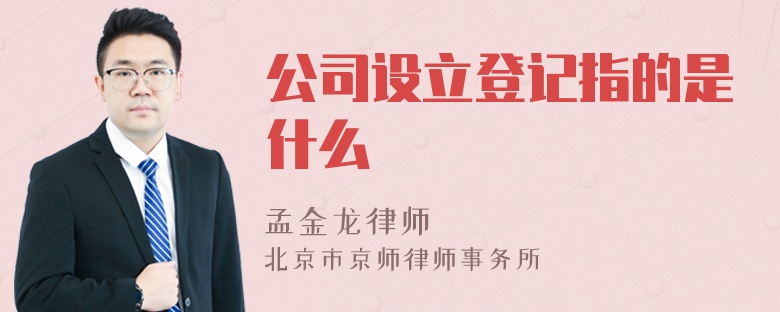 公司設(shè)立登記指的是什么