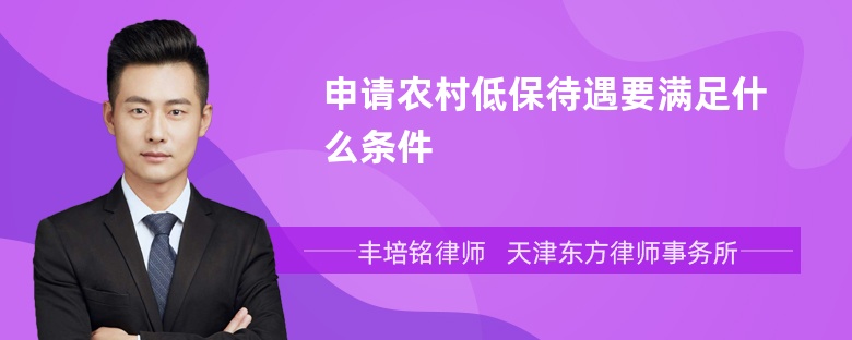 申請農村低保待遇要滿足什么條件