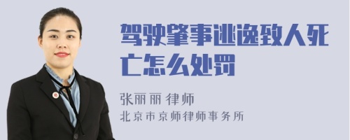 駕駛肇事逃逸致人死亡怎么處罰