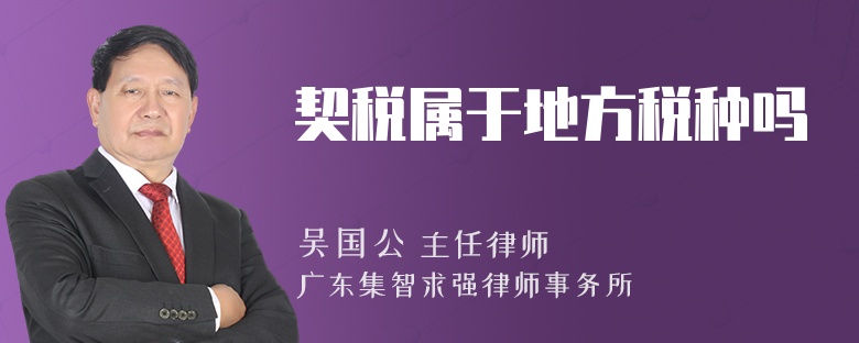 契稅屬于地方稅種嗎