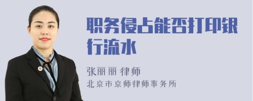 職務(wù)侵占能否打印銀行流水