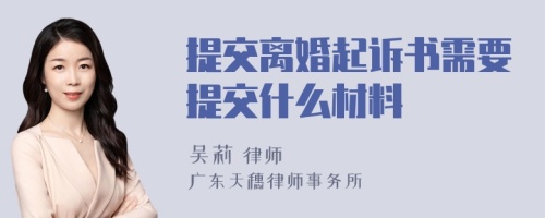 提交离婚起诉书需要提交什么材料