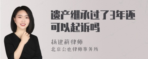遺產(chǎn)繼承過了3年還可以起訴嗎