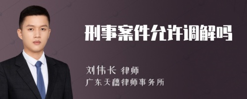 刑事案件允許調(diào)解嗎