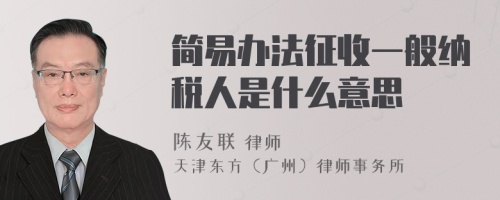 簡易辦法征收一般納稅人是什么意思