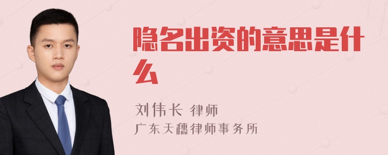 隱名出資的意思是什么
