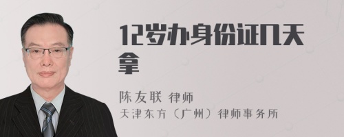 12歲辦身份證幾天拿
