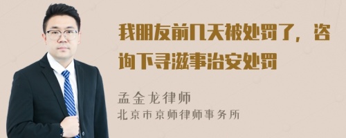 我朋友前幾天被處罰了，咨詢下尋滋事治安處罰