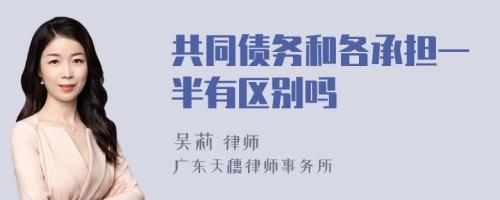 共同債務(wù)和各承擔(dān)一半有區(qū)別嗎