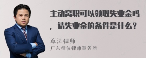 主動離職可以領(lǐng)取失業(yè)金嗎，請失業(yè)金的條件是什么？