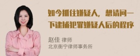 如今抓住嫌疑人，想請問(wèn)一下逮捕犯罪嫌疑人后的程序
