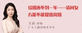 結(jié)婚還不到一年……請問女方能不能提出離婚