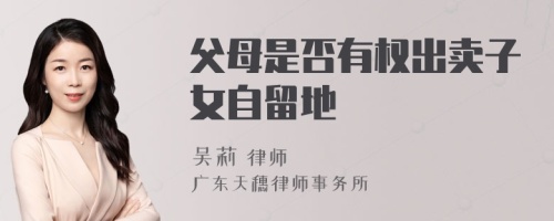 父母是否有權(quán)出賣子女自留地