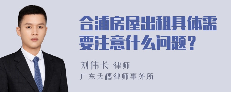 合浦房屋出租具體需要注意什么問題？