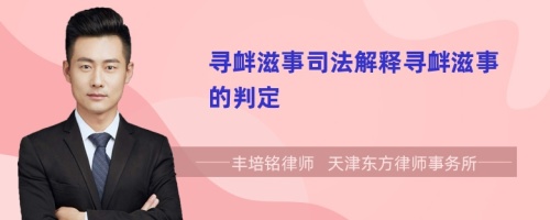 尋釁滋事司法解釋尋釁滋事的判定