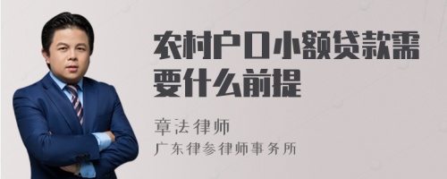 農(nóng)村戶口小額貸款需要什么前提