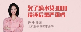 欠了滴水貸3000沒還后果嚴(yán)重嗎