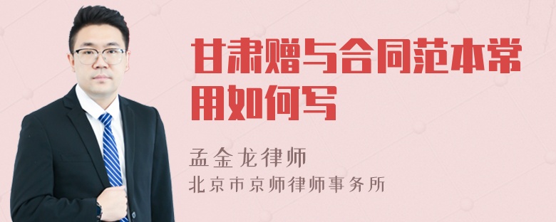 甘肅贈與合同范本常用如何寫