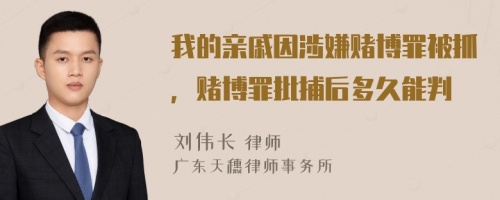我的親戚因涉嫌賭博罪被抓，賭博罪批捕后多久能判