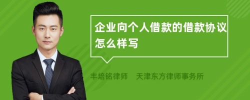 企業(yè)向個人借款的借款協(xié)議怎么樣寫