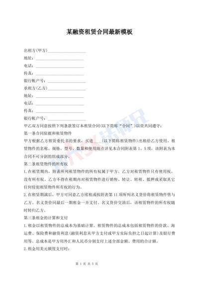某融資租賃合同最新模板