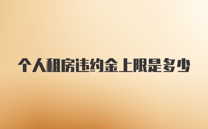 個人租房違約金上限是多少