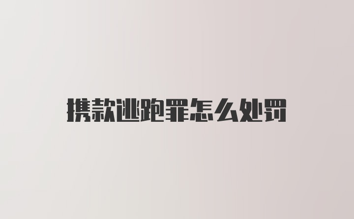 攜款逃跑罪怎么處罰