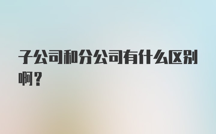 子公司和分公司有什么区别啊？