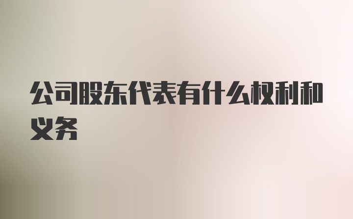 公司股东代表有什么权利和义务