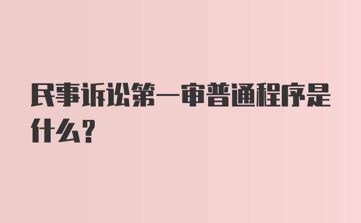 民事訴訟第一審普通程序是什么?
