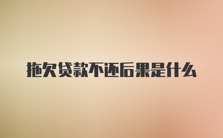 拖欠貸款不還后果是什么