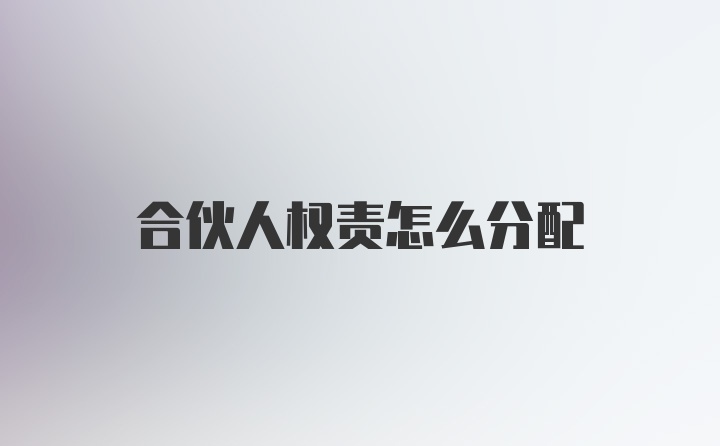 合伙人權(quán)責(zé)怎么分配