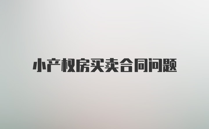 小產(chǎn)權(quán)房買賣合同問題