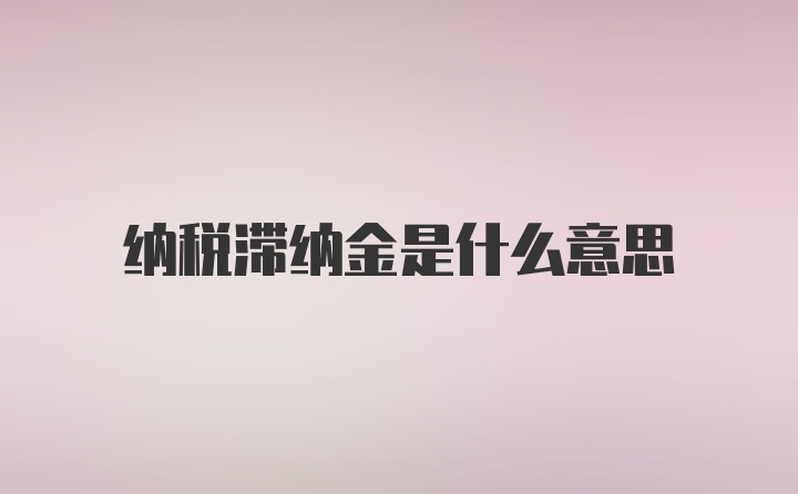 納稅滯納金是什么意思