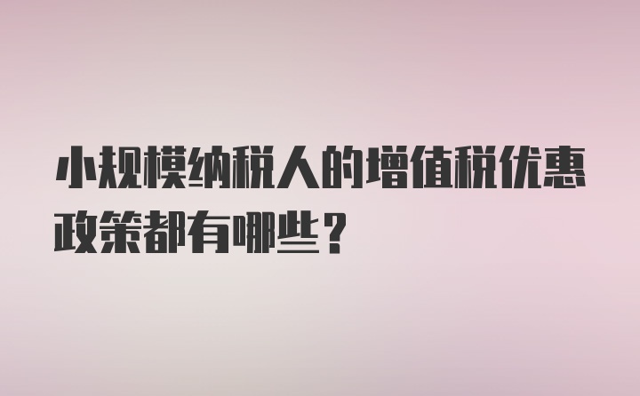 小規(guī)模納稅人的增值稅優(yōu)惠政策都有哪些？