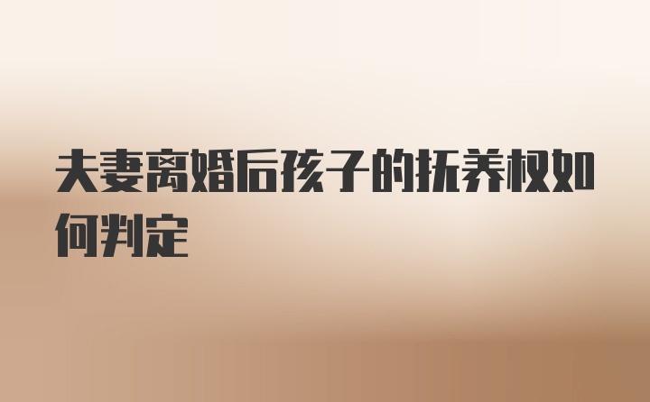 夫妻離婚后孩子的撫養(yǎng)權(quán)如何判定