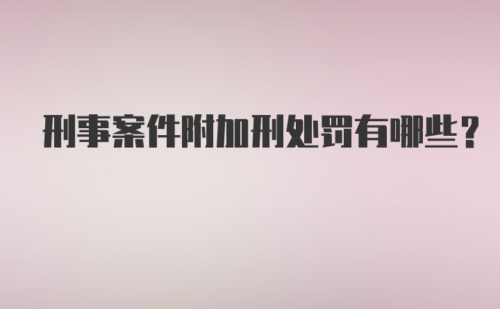 刑事案件附加刑處罰有哪些？