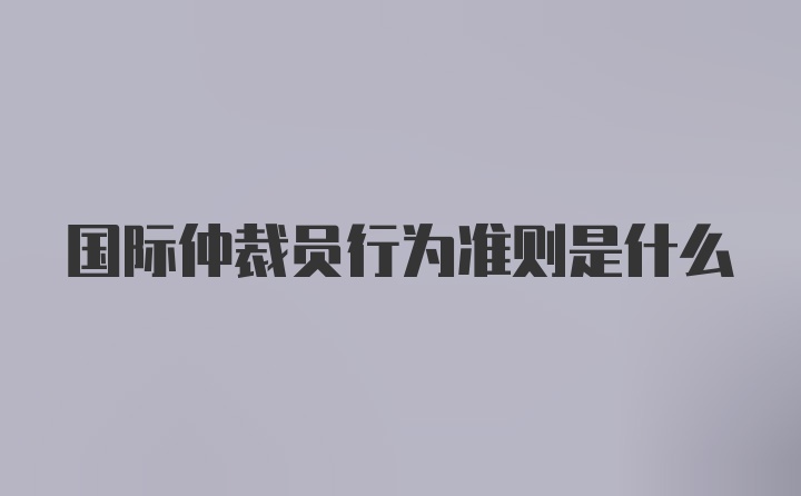 國際仲裁員行為準則是什么