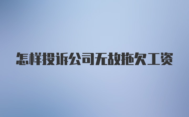 怎樣投訴公司無故拖欠工資