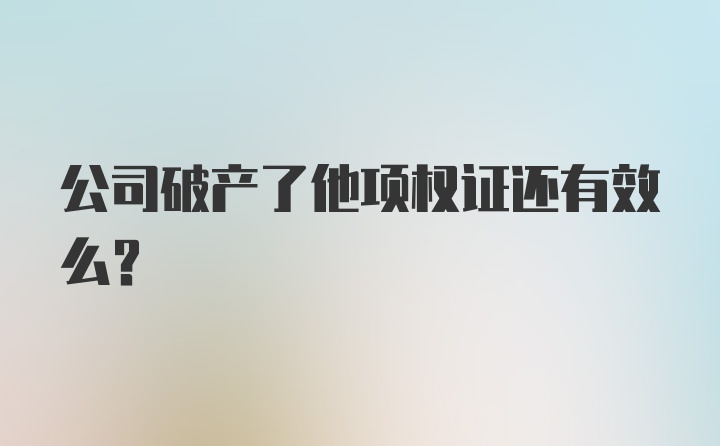 公司破产了他项权证还有效么?