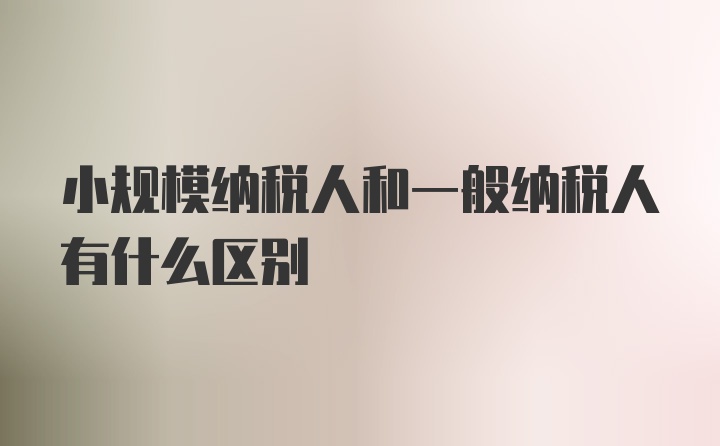 小規(guī)模納稅人和一般納稅人有什么區(qū)別