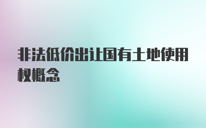 非法低價(jià)出讓國有土地使用權(quán)概念