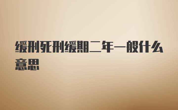 緩刑死刑緩期二年一般什么意思