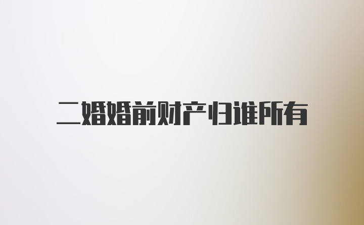 二婚婚前財產(chǎn)歸誰所有