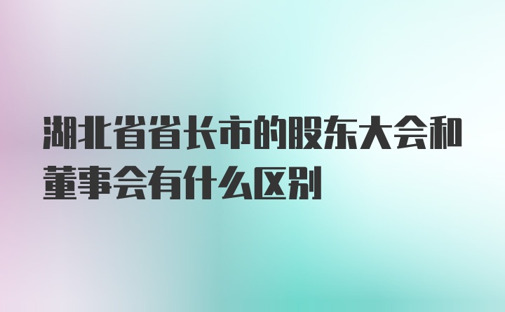 湖北省省长市的股东大会和董事会有什么区别