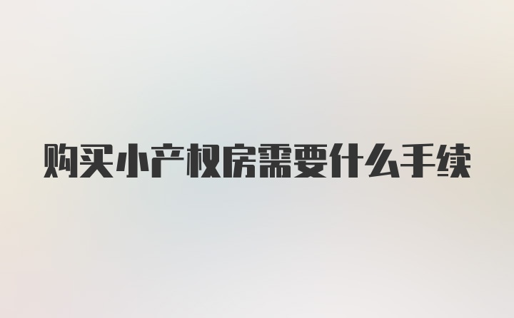 购买小产权房需要什么手续